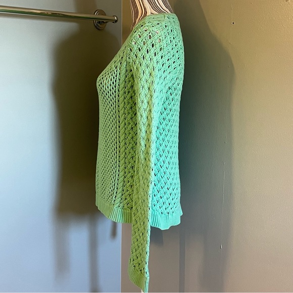 Moth Womens Sweater Long Sleeve Green Open Chunky Knit Pullover Cotton Blend S - Picture 3 of 13